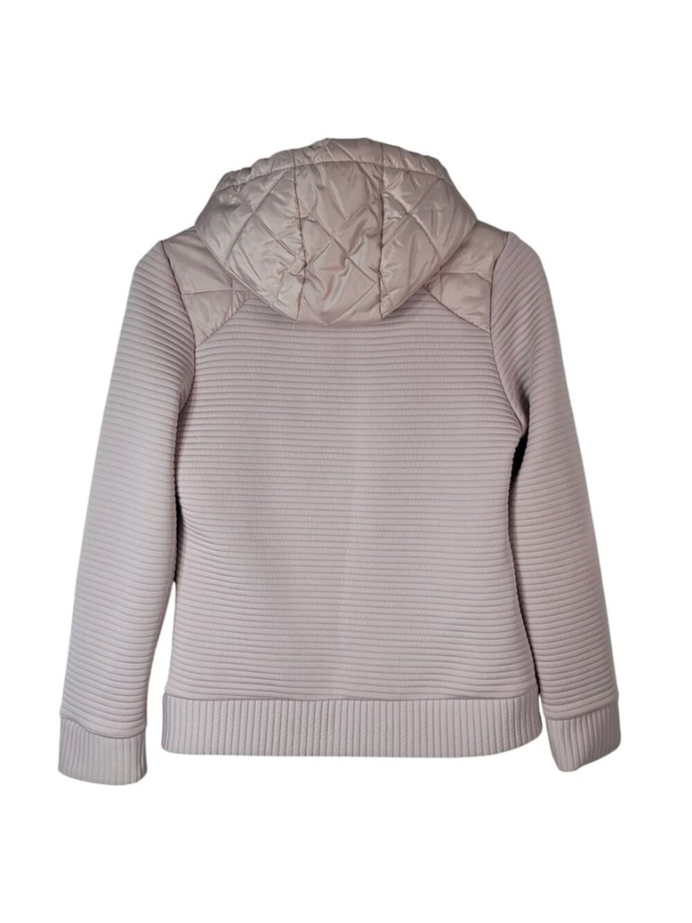 Time and Tru Women Quilted Jacket Pink Small Long Sleeve Hood Pockets Ribbed Zip - Picture 5 of 11
